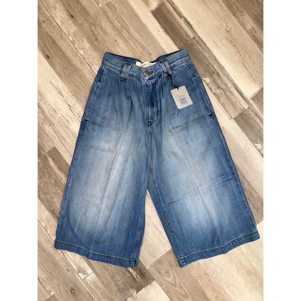 Hidden Jeans Wide Leg Culottes Women Blue Pleated Denim High Rise 24